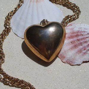 ⭐Vintage puffy gold heart large necklace